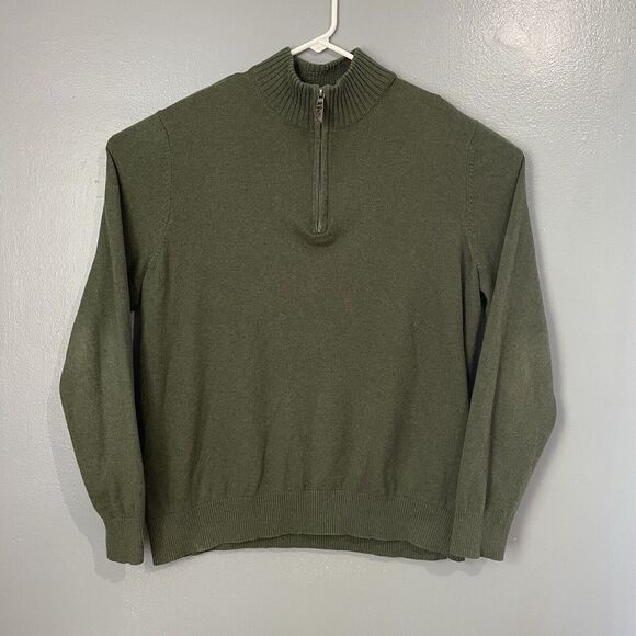 Eddie‎ Bauer Sweater Mens XLT Mock Neck Long-Sleeve 1/4 Zip Cotton Cashmere - Picture 1 of 11